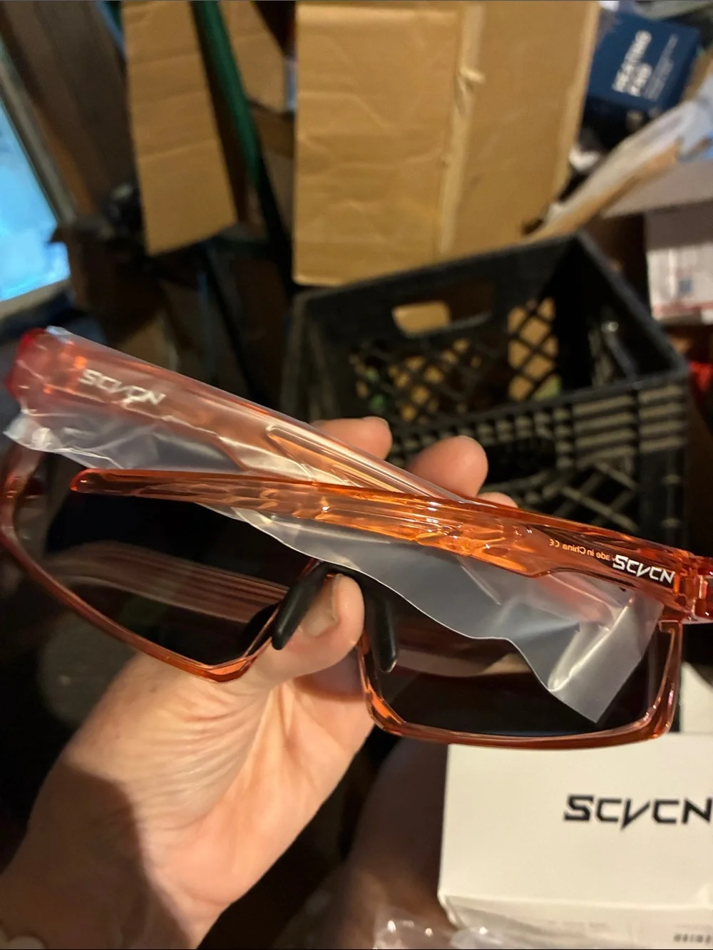 Orange Mirrored Sport Sunglasses with Polarized Lens